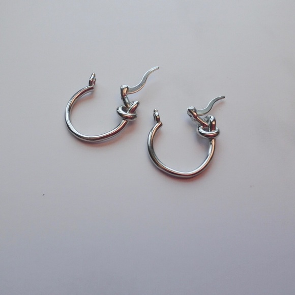 LAST ONE! Silver Twist Huggie Hoop Earrings - Picture 2 of 5